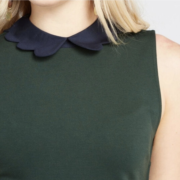 Modcloth Dark Green Peter Pan Collar Dress - Size Large - Picture 3 of 14